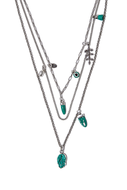 Green and Silver Layered Necklace